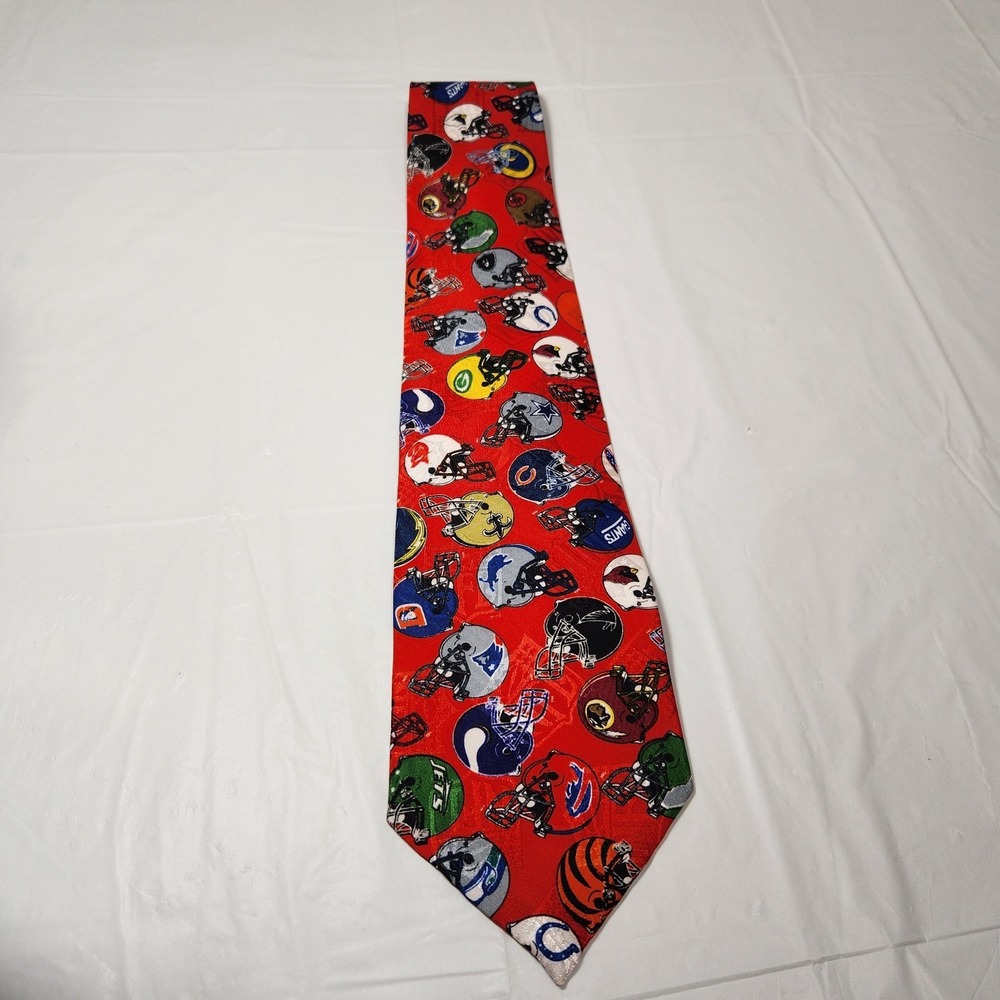 NFL Mens Necktie Helmets All Over Print Football Vintage Multicolored - Picture 2 of 6